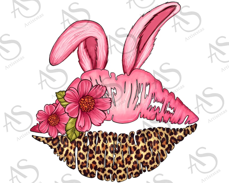 Easter Bunny Lips Easter Bucket Design Png Western Lips With Etsy