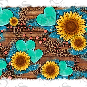 Hearts Sunflower And Leopard Background Png, Heart Background Png, Mother&#39;s Day Background Png, PNG Sublimation Design, Digital Download,