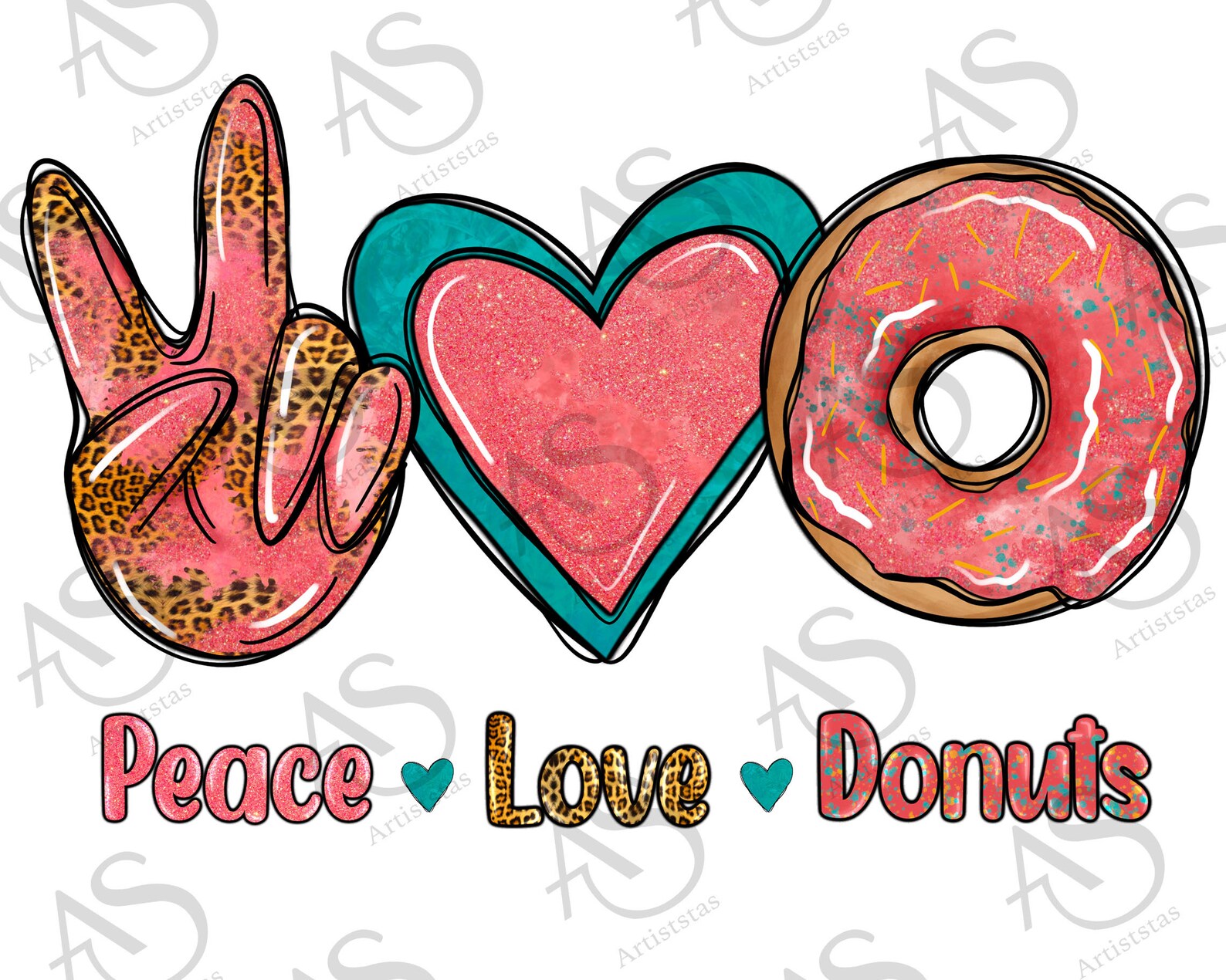 Peace Love Donuts Png Peace Love Png Leopard Peace Love Png Etsy UK