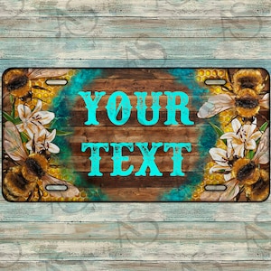 Customize Western Bee License Plate Png Sublimation Design, Bee License Plate Png,Personalized Car Tag,Honeycomb License Plate pND downloads