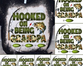 Personalized fish lures hooked on being grandpa png, Father's Day png, western grandpa png, fisher png, fishing png, sublimate download
