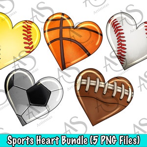Sports Heart Png Sublimation Design Bundle, Sports Png, Sports Lover Png, Sport Heart Png, Baseball Heart Png, Football Heart Png Downloads