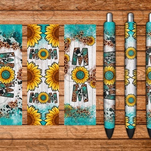 Western Mom Pen Wraps Png, Western Pen Wraps Png, Sunflower Mom Pen Wrap Png, Sunflower, Leopard, Turquoise Pen Wrap Png, Digital Download