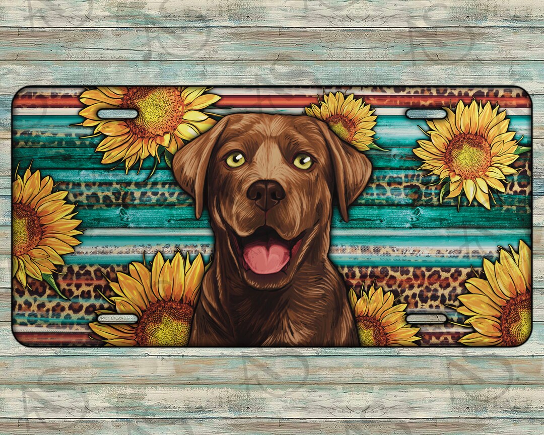 Western Chocolate Labrador License Plate Png Sublimation Design