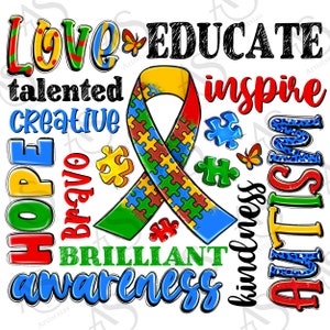 Autism Awareness typography png sublimation design download, Autism Awareness png, Autism puzzle png, Autism life png, designs download
