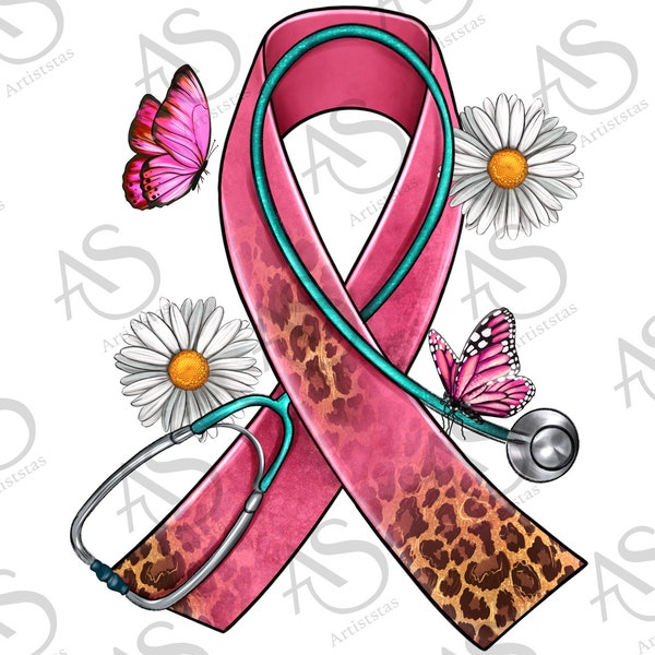 Cancer Ribbon Stethoscope Daisy Butterfly Png Sublimation Design, Breast Cancer Png, Cancer Awareness Png, Nurse Png, Digital Download