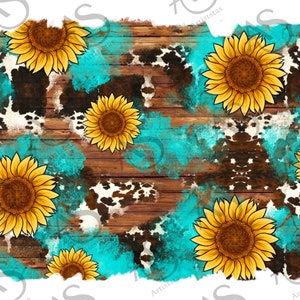 Western Sunflower Background Png Sublimation Design,Western Background Png, Cowhide Background Png, Turquoise Background Png Downloads