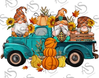 Fall Gnomes Truck Png Sublimation Design, Pumpkin Png, Fall Png, Fall Pumpkin Png, Sunflowers Gnome Png, Western Gnomes Png,Digital Download