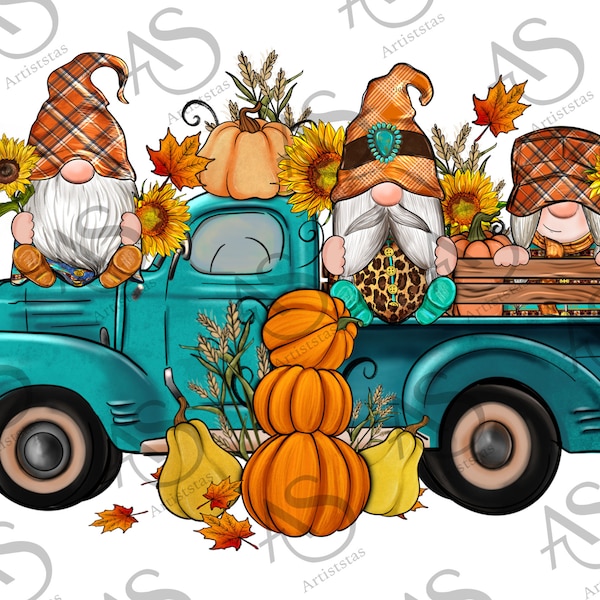 Fall Gnomes Truck Png Sublimation Design, Pumpkin Png, Fall Png, Fall Pumpkin Png, Sunflowers Gnome Png, Western Gnomes Png,Digital Download