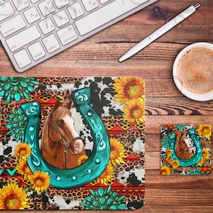 Western Horseshoe with Horse Png Mouse Pad And Coaster Sublimation Design,Horse Png,Horse Coaster Png,Horse Square Coaster Png Downloads