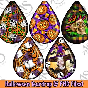 ハロウィーンのティアドロップイヤリングバンドルPng昇華デザイン、キラキラハロウィーンPng、ハロウィーンPng、不気味なティアドロップイヤリングPng、ダウンロード