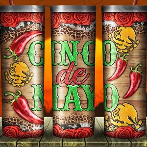 Cinco De Mayo With Pepper Png 20oz Skinny Tumbler Sublimation Design,Cinco de Mayo Tumbler Png,Fiesta Png,Cinco De Mayo Sublimation Design