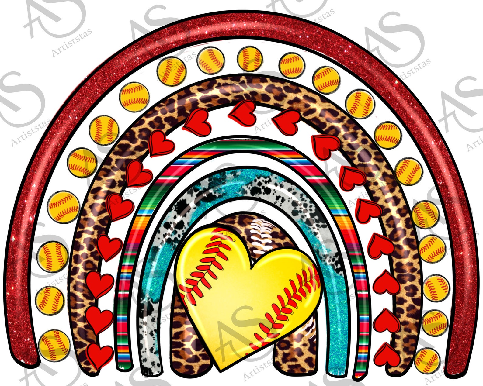 Western Softball Rainbow Png Sublimation Design Softball - Etsy