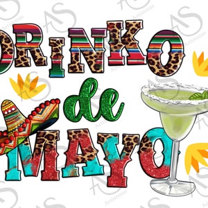 Western Drinko De Mayo With Margarita Png Sublimation Design, Drinko De Mayo Png, Leopard Sombrero Drinko De Mayo Png,Digital Downlod