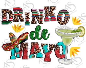 Western Drinko De Mayo Mit Margarita Png Sublimation Design, Drinko De Mayo Png, Leopard Sombrero Drinko De Mayo Png, Digital Downlod