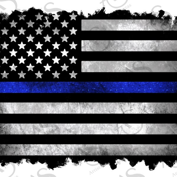 Thin Blue Line American Flag Background Png, Glitter Thin Blue Line American Flag, 4th Of July Png, American Flag Background Png Downloads