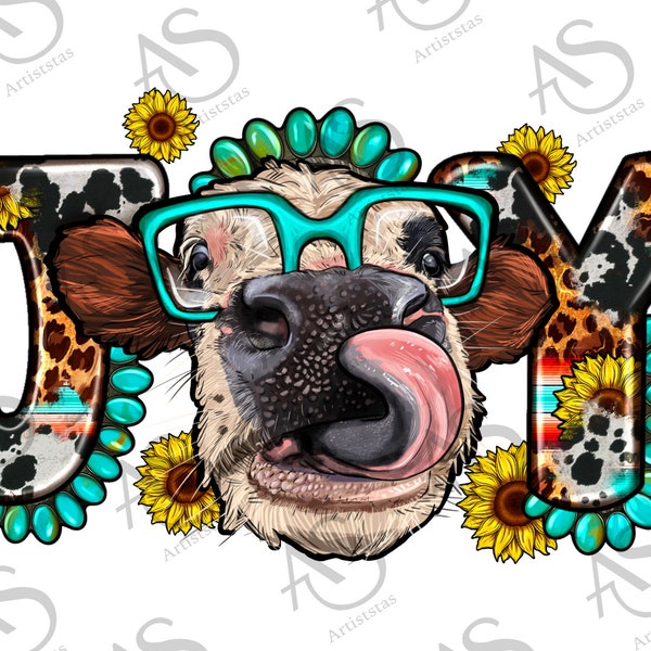 Western Joy Cow Png Sublimation Design, Gemstone And Sunflowers Joy Cow Png, Leopard And Cowhide Joy Cow Png, Joy Cow Png Digital Downloads