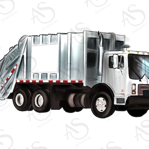 Garbage Truck Png Sublimation Design, Hand Drawn Garbage Truck Png, Trash Truck Png, Garbage Man Png, Birthday Png, Digital Download