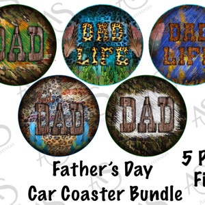 Fathers Day Round Earrings Png Design Bundle, Car Coasters Png, Father Clipart, Round Earrings Png, Sublimation Design, Instant Download