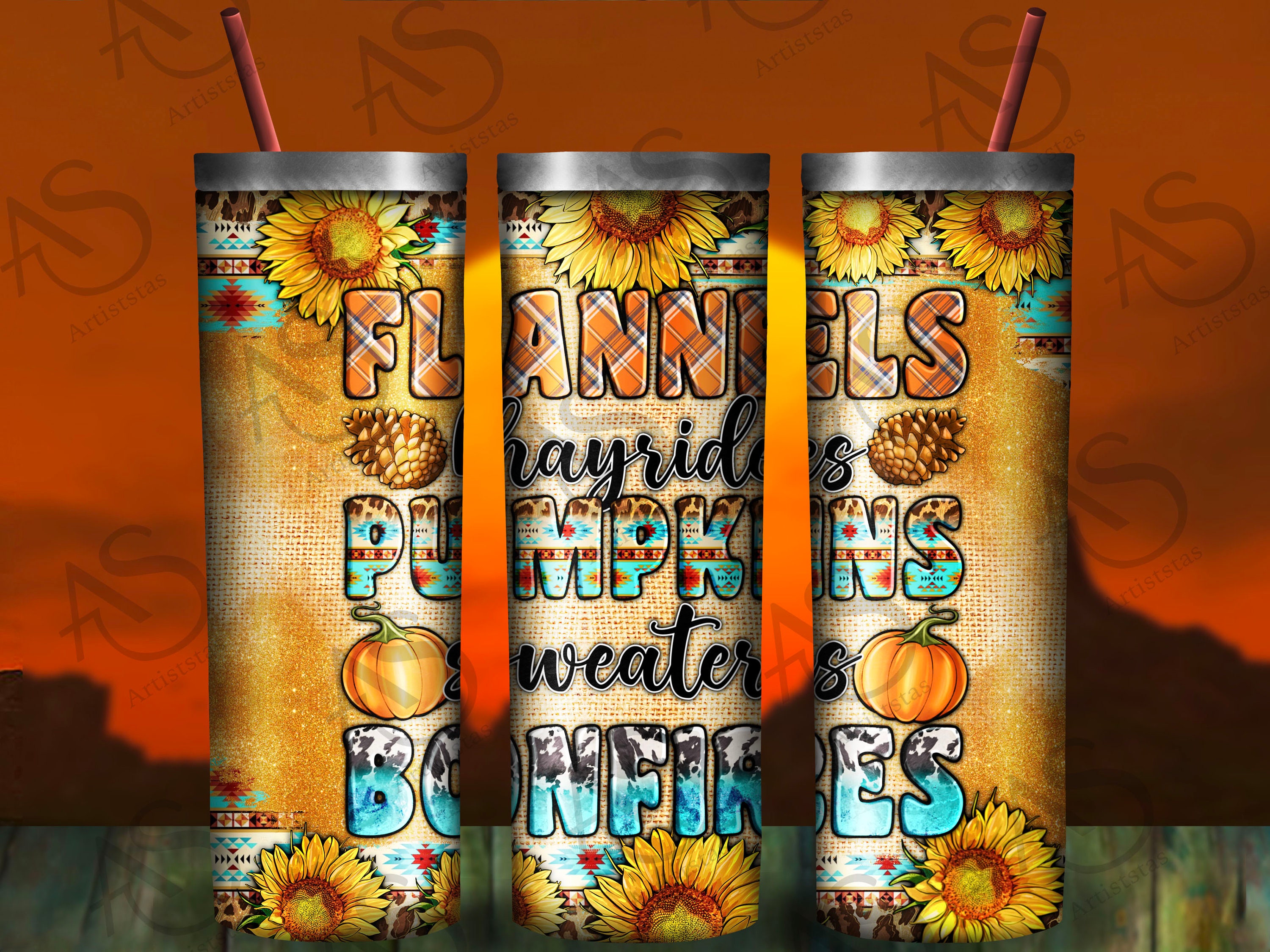 20oz Skinny Tumbler, Fall, Bonfires, Skinny, Tumbler, Sublimation