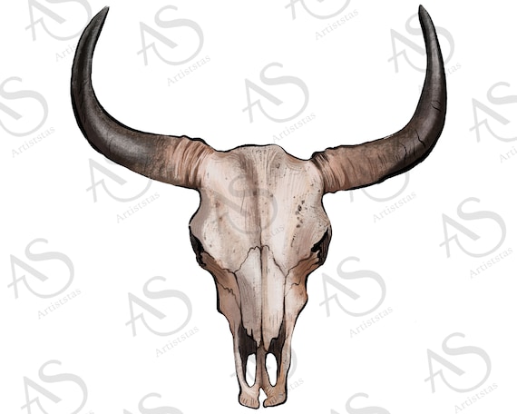 Western Bull Skull Png Sublimation Design Hand Drawn Bull - Etsy