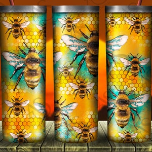 Bee Tumbler Wrap 40 oz Quencher, Sublimation Design