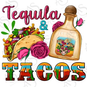 Mexican Tequila and Tacos Png Sublimation Design,Cinco de Drinko, Fiesta Sublimation Design, Mexican Taco Clipart Png, Digital Download