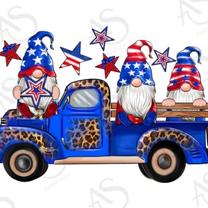 American Gnomes Truck Png Sublimation Design, 4th Of July Png, Patriotic Gnomes Png, United States Gnomes Png, Digital Download