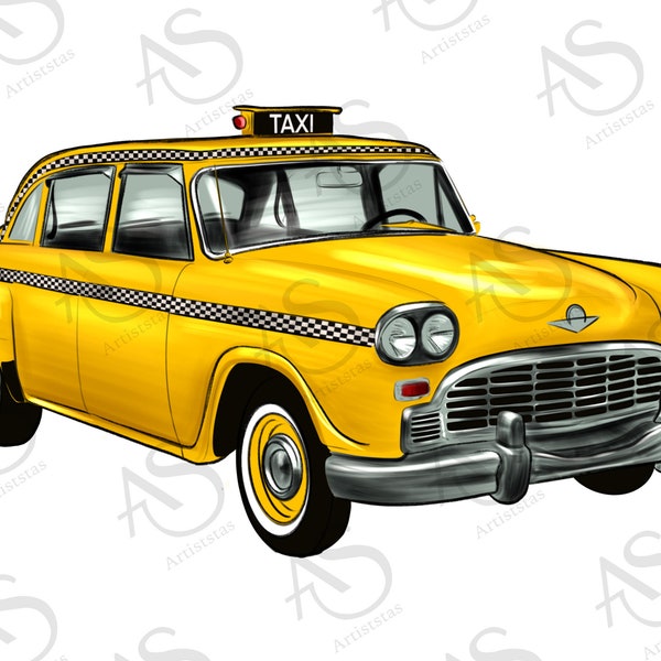 Taxi Cab Png Sublimation Design, Hand Drawn Taxi Cab Png, Taxi Cab Clipart, Taxi Driver Png, Usa Taxi Cab Png, Taxi Png, Digital Download