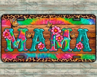 Mama Tie Dye License Plate Template PNG Design, Mama License Plate Png, Floral Mama License Plate Png,Leopard License Plate Png,Tie Dye Mama