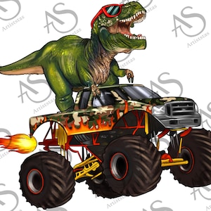 T-rex Dinosaur on Monster Truck Sublimation Clipart, Transparent PNG  Download for DIY T-shirt Design, Cute Roaring Dino Clip Art Print File -   Canada