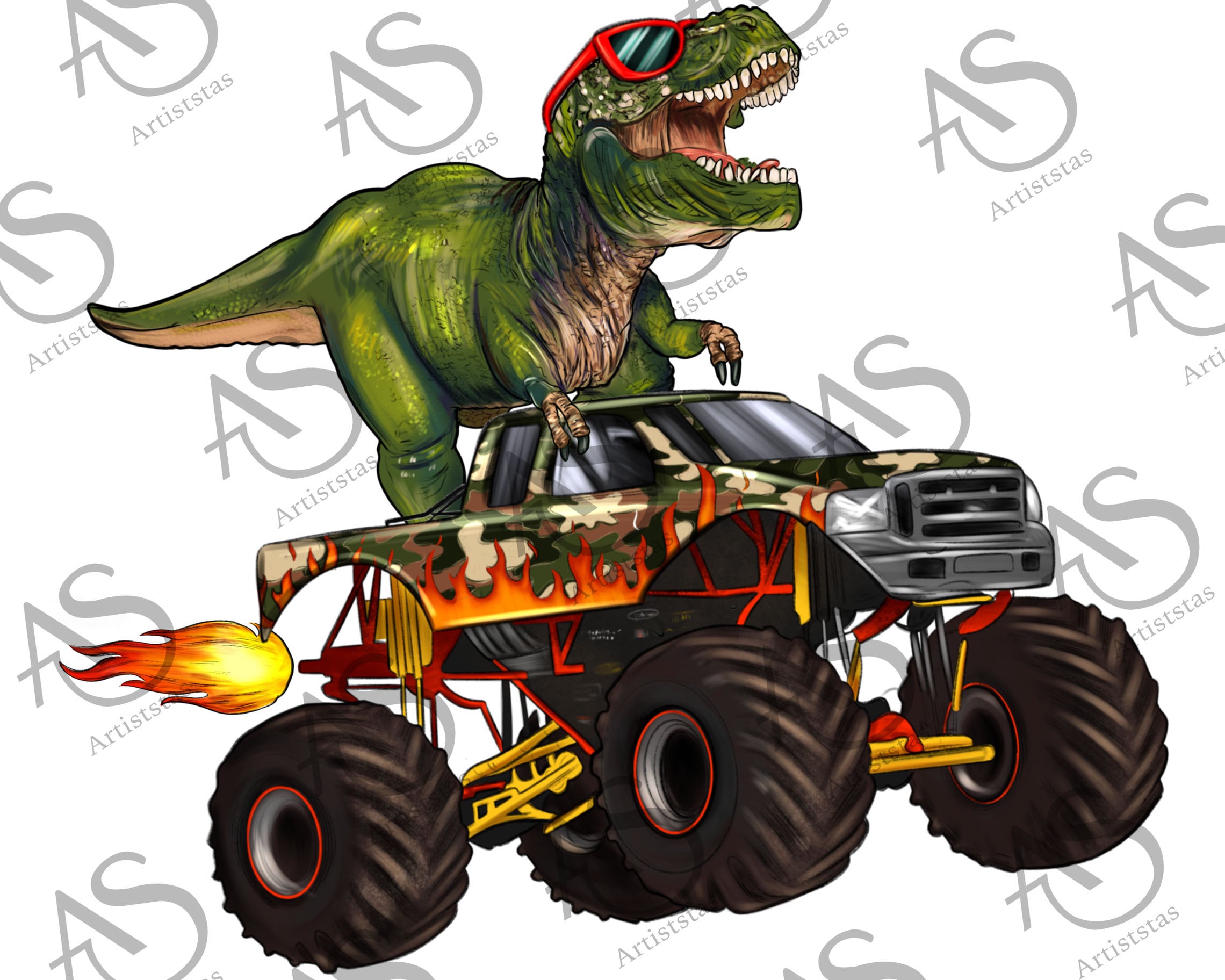 Monster Truck and Trex Dinosaur Png Sublimation Design Etsy