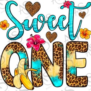 Sweet One Banana Png Sublimation Design, Leopard And Floral Sweet One Banana Png, Hand Drawn Banana Png, Banana Png Digital Downloads