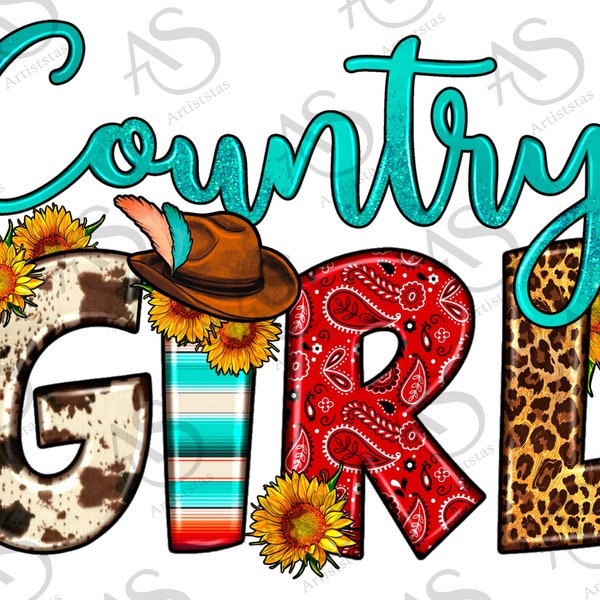 Western Country Girl Png, Country Girl With Cowboy Hat And Sunflowers Png, Leopard And Cowhide Country Girl Png Digital Downloads