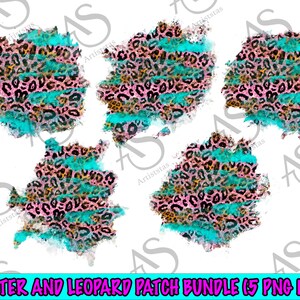Glitter and Leopard Png Patch Bundle (5PNG) Sublimation Design, Glitter Patches Png, Western Patches, Leopard Patches Png, Digital Downloads