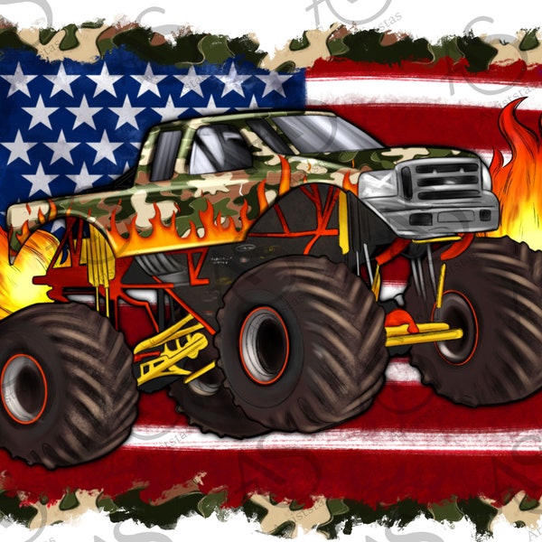 American Flag Monster Truck Png Sublimation Design, Camouflage Monster Truck Png,Truck Png,Extreme Vehicle Png, Monster Png,Digital Download