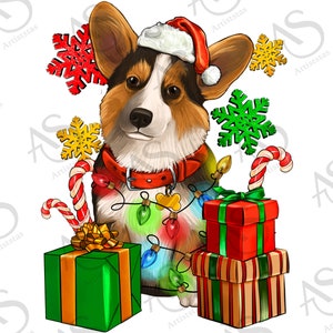 Christmas Tri Color Corgi png sublimation design download, Christmas dog png, Christmas animal png, Corgi png, sublimate designs download