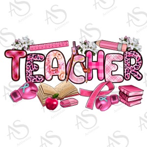 Brustkrebs Lehrer png Sublimation Design download, Brustkrebs png, Cancer Awareness png, pink Ribbon png, sublimate designs download