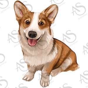 Corgi Png Sublimation Design, Hand Drawn Corgi Png, Dog Portrait Png, Corgi Clipart Png, Animal Design Png, Digital Downloads