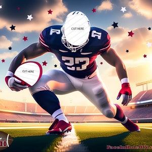 Superbowl Photobooth Prop Face in hole cutout. TILED Digital File to print on 24 letter paper, assemble on 36x48 inches POSTER