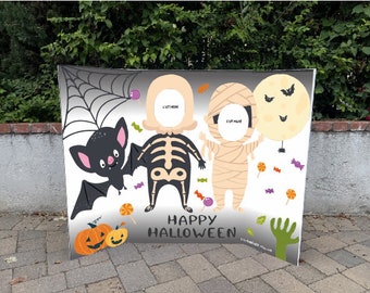 Halloween photobooth, face in the hole board. TILED Digital File to print on letter size paper and assemble on 36"x 48" Tri-Fold BOARD