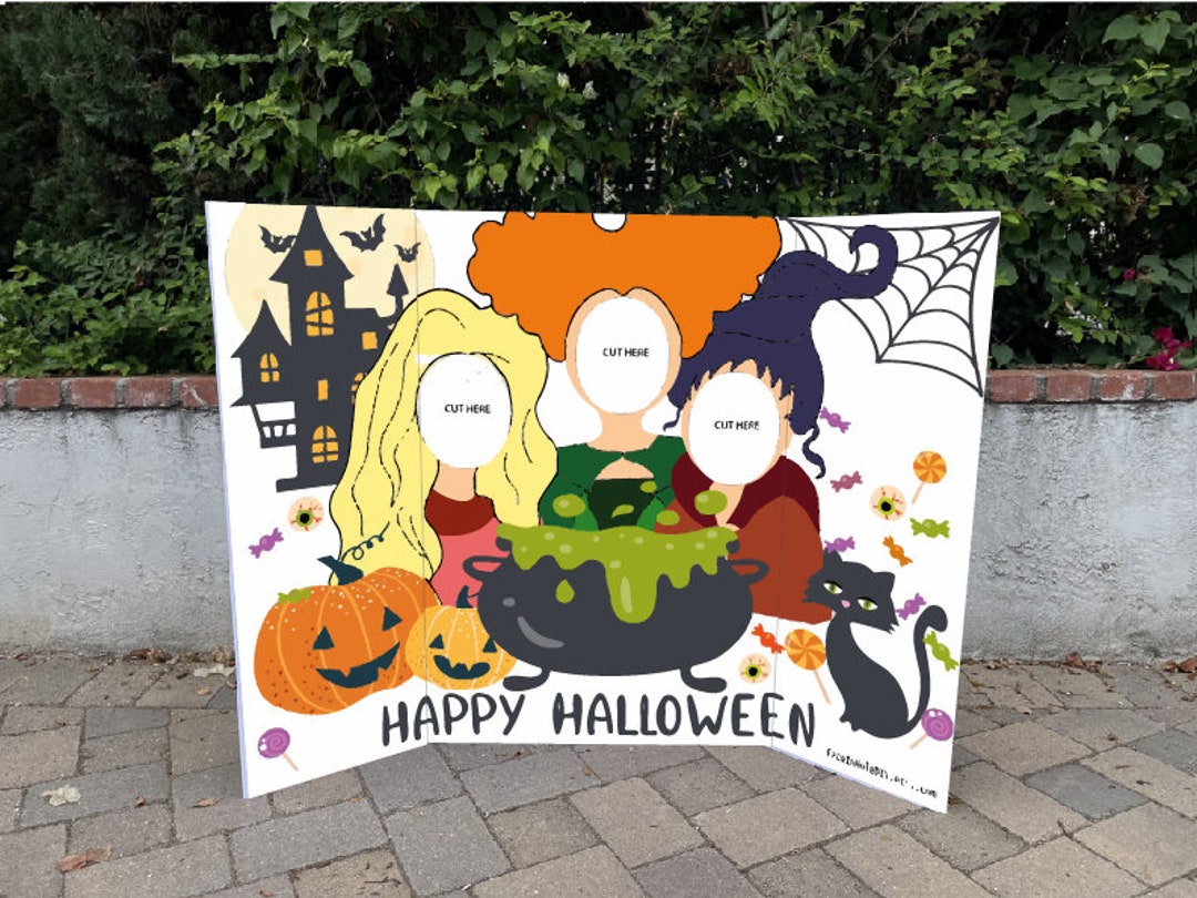 Halloween Photobooth, Face in Hole BOARD Cutout. TILED Digital File to