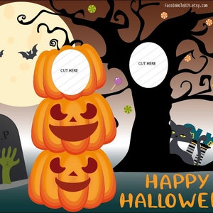 Halloween Photobooth, Face in hole board cutout. TILED Digital File to  print on letter papers and assemble on 36&quot;x 48&quot; Tri-Fold BOARD