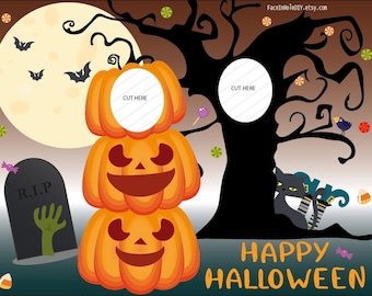 Halloween Photobooth, Face in hole board cutout. TILED Digital File to  print on letter papers and assemble on 36"x 48" Tri-Fold BOARD
