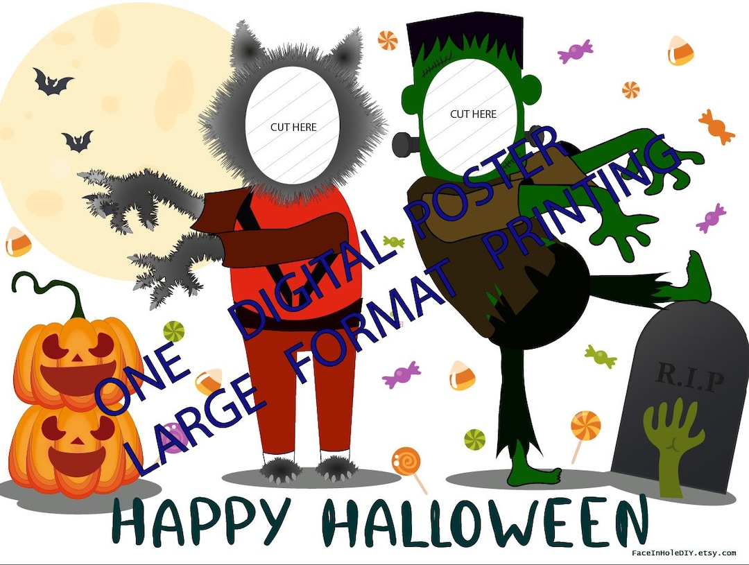 Halloween Photobooth Prop, Face in the Hole Board Cutout. ONE Digital