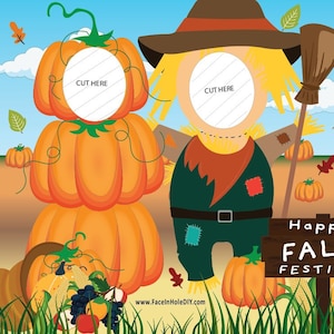 Fall Photobooth, Face in hole BOARD cutout. TILED Digital File to  print on letter papers and assemble on 36&quot;x 48&quot; Tri-Fold POSTER