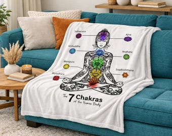 7 Chakras Yoga Pose Throw Blanket – spiritual Decor