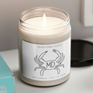 Maryland Crab Candle | Premium 9oz Soy Scented Candle | Maryland Blue Crab | Beach | Maryland Souvenir | MD Pride