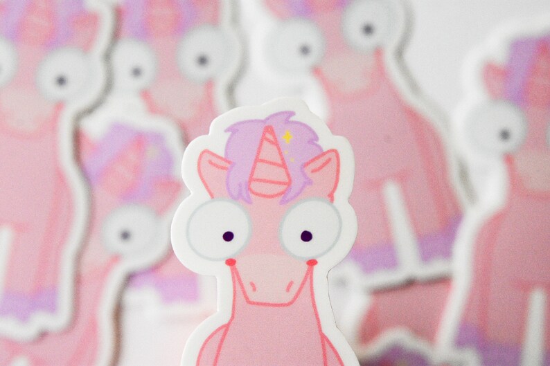 Cute Unicorn Sticker Cute Meme Unicorn Derpy Unicorn Funny Pink
