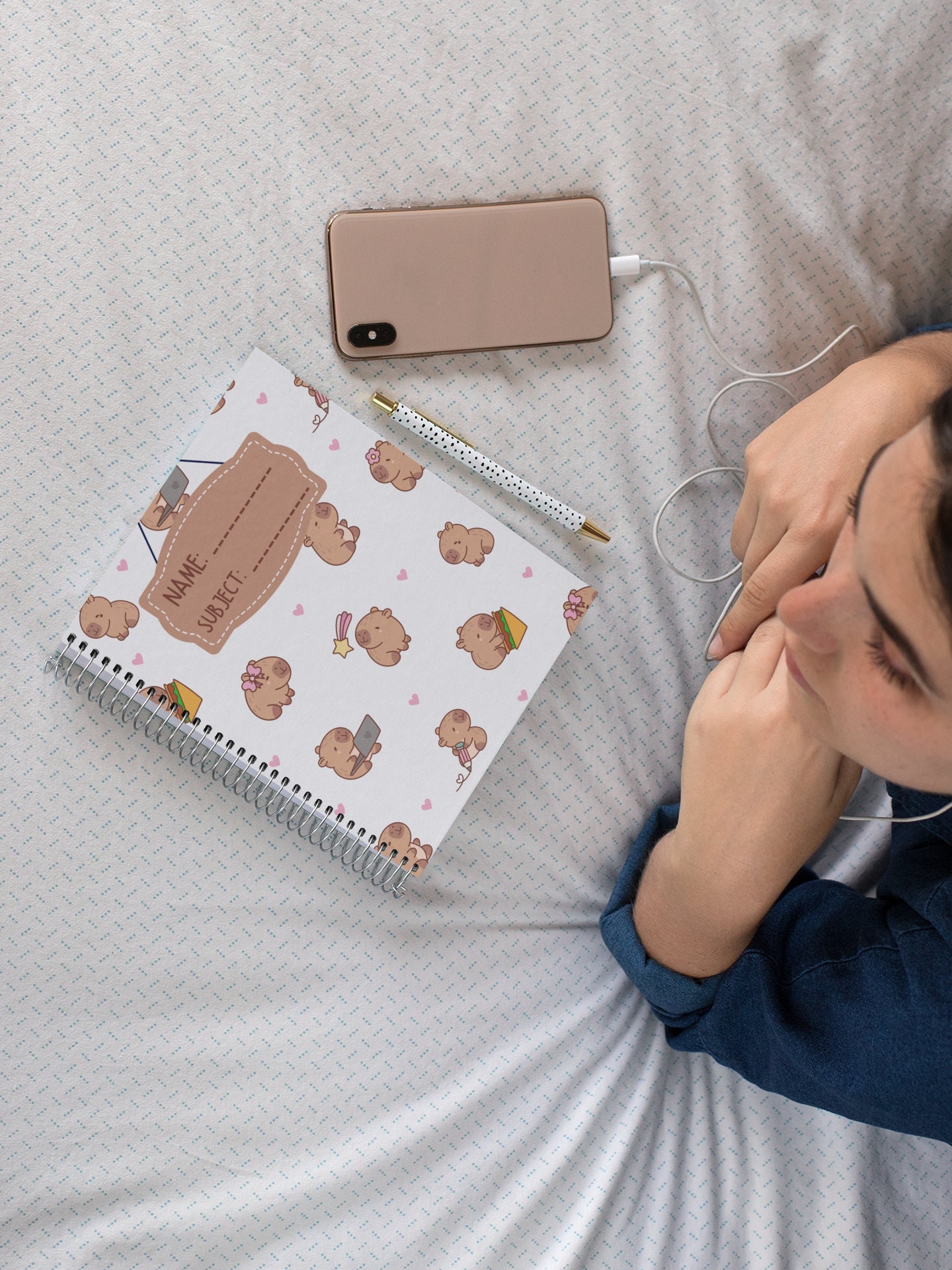 Capybara Spiral Notebook | Cute | Heart | Kawaii | Lined Paper | Back ...